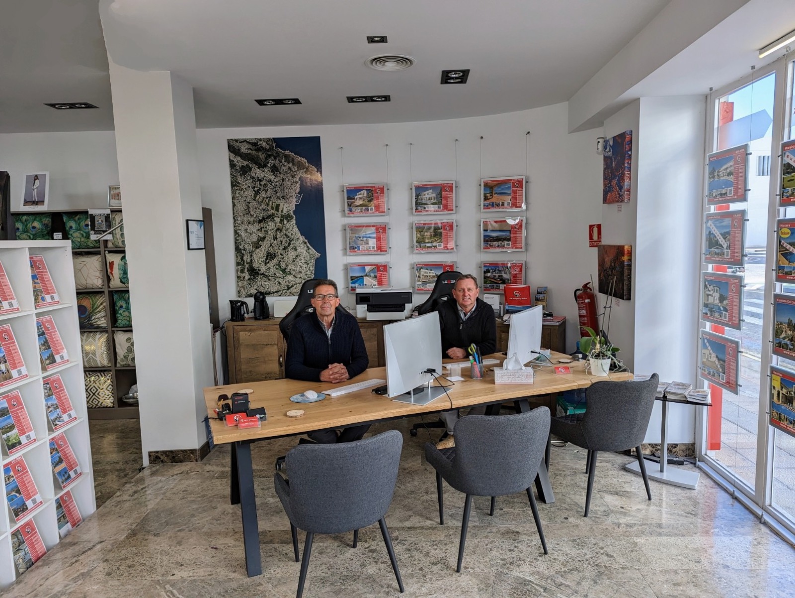 Inside the CB Property Sales office in Moraira